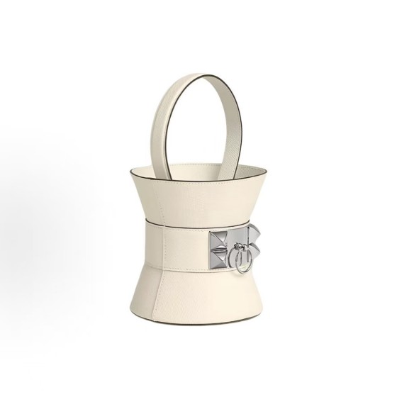 HERMES Mini Silver-clasp E Handbag 14 Women\'s I2 Nata Cream White